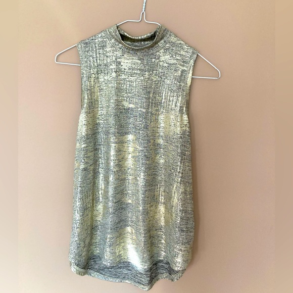 NWT Anthropologie Postmark Mock Neck Metallic Shimmer Sleeveless Top - size XS - Picture 2 of 13